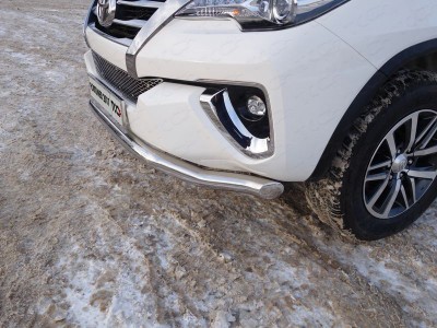 Защита переднего бампера волна 76 мм ТСС для Toyota Fortuner 2017-2020