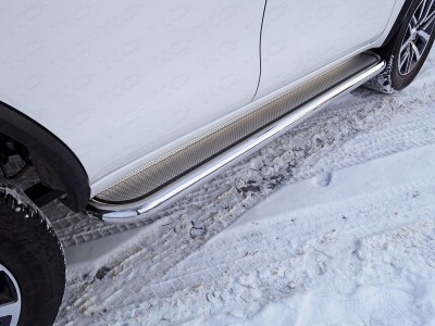 Пороги с площадкой нержавеющий лист 60 мм для Toyota Fortuner № TOYFORT17-29