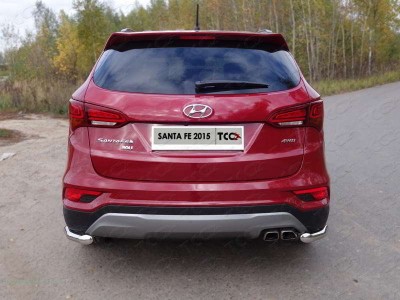 Защита задняя уголки 60 мм ТСС для Hyundai Santa Fe 2015-2018