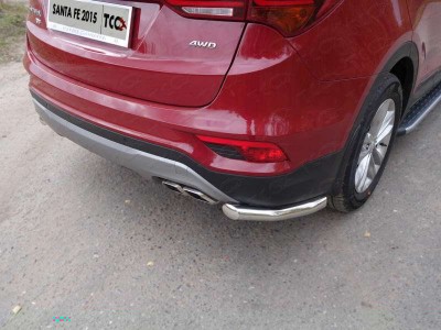 Защита задняя уголки 60 мм ТСС для Hyundai Santa Fe 2015-2018