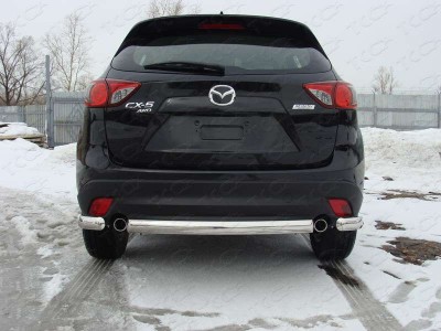 Защита заднего бампера уголки 75х42 мм для Mazda CX-5 № MAZCX512-07