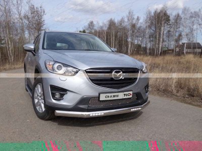 Защита передняя овальная с ДХО 75х42 мм для Mazda CX-5 № MAZCX512-15