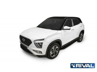 Порог-площадка "Premium" A173ALP Rival + комплект крепежа для Hyundai Creta 2021-2022 №A173ALP.2314.1