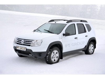 Защита порогов (черное тиснение) "Чистые штаны" (ABS) для Renault Duster 2021-2022