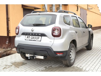 Фаркоп с нержавеющей накладкой для Renault Duster 2021-2022 съемное крепление шара под американский квадрат