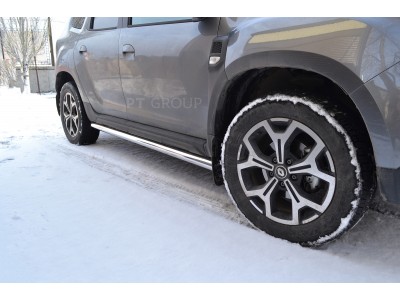 Защита порогов прямая d=63 мм (НПС) для Renault Duster 2021-2022