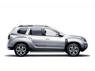 Защита порогов прямая d=63 мм ШАГРЕНЬ (ППК) для Renault Duster 2021-2022
