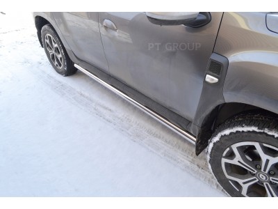 Защита порогов прямая d=63 мм (НПС) для Renault Duster 2021-2022