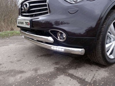 Защита передняя двойная с ДХО 75-75 мм ТСС для Infiniti QX70 2013-2017