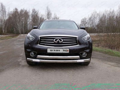 Защита передняя двойная с ДХО 75-75 мм для Infiniti QX70 № INFQX7015-11