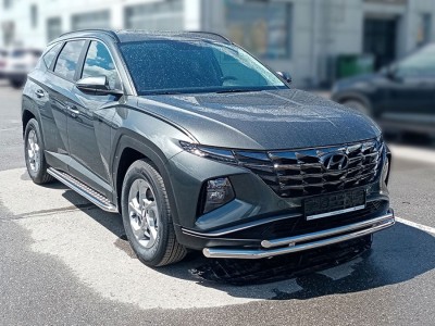 Защита переднего бампера двойная d-60+43 для Hyundai Tucson 2020 – н.в. HNT21_1.1