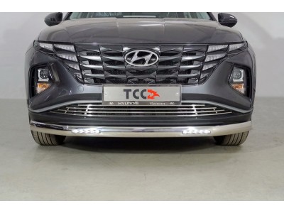 Защита передняя нижняя (овальная с ДХО) 75х42 мм для Hyundai Tucson 2020 – н.в. HYUNTUC21-28