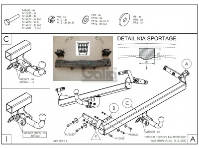Фаркоп оцинкованный для Kia Sportage V 2022-н.в., Hyundai Tucson (Европейская сборка) 2021-н.в. быстросъемное крепление шара №H109C