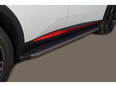 Пороги алюминиевые с пластиковой накладкой (карбон серые) 1720 мм для Changan CS55 plus I Рестайлинг 2WD 1.5T 2021 – н.в. CHANCS55PL23-07GR