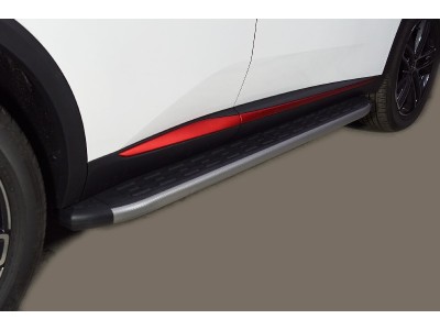 Пороги алюминиевые с пластиковой накладкой (карбон серебро) 1720 мм для Changan CS55 plus I Рестайлинг 2WD 1.5T 2021 – н.в. CHANCS55PL23-07SL