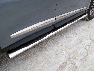 Пороги труба овальная с накладками 120х60 мм для Infiniti QX60 № INFQX6016-17