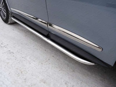 Пороги овал с площадкой нержавеющий лист 75х42 мм для Infiniti QX60 № INFQX6016-23