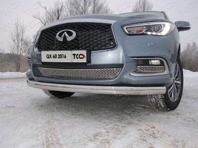Защита передняя овальная 75х42 мм для Infiniti QX60 № INFQX6016-35