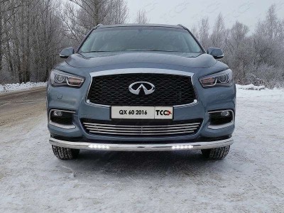 Защита переднего бампера с ДХО 76 мм ТСС для Infiniti QX60 2016-2021