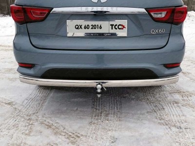 Защита заднего бампера овальная 75х42 мм для Infiniti QX60 № INFQX6016-41