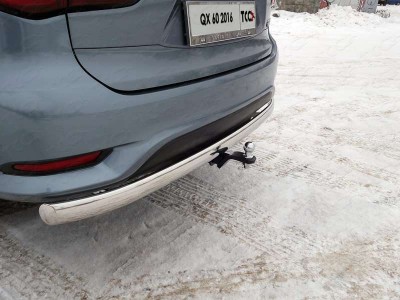 Защита заднего бампера овальная 75х42 мм ТСС для Infiniti QX60 2016-2021