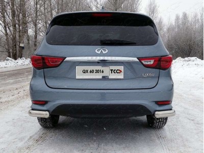 Защита задняя овальные уголки 75х42 мм для Infiniti QX60 № INFQX6016-43