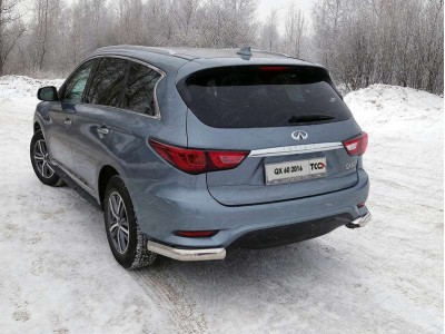 Защита задняя овальные уголки 75х42 мм ТСС для Infiniti QX60 2016-2021