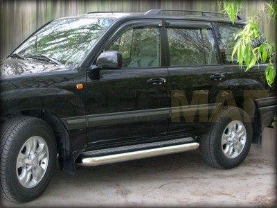 Пороги с площадкой алюминиевый лист 100 мм для Toyota Land Cruiser 200 № LCN 6