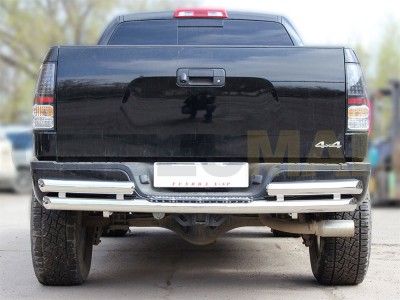 Защита заднего бампера двойная со ступенькой 76-76 мм для Toyota Tundra № TTU14_3