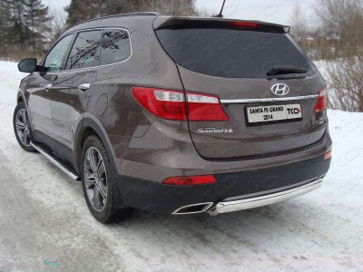 Защита заднего бампера овальная 75-42 мм для Hyundai Santa Fe Grand № HYUNSFGR14-13