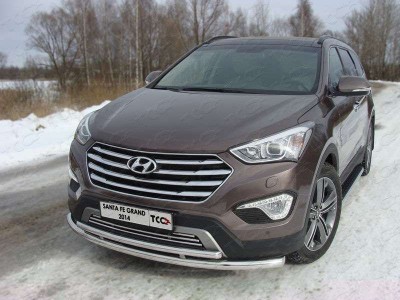 Защита передняя двойная 60-42 мм для Hyundai Santa Fe Grand № HYUNSFGR14-03
