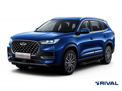 Порог-площадка "Black" F180ALB + комплект крепежа, RIVAL для Chery Tiggo 7 2019-2020/ 7Pro 2020-н.в./ 7Pro Max 2022-н.в./ Tiggo 8 2020-н.в,/ 8Pro 2021-н.в./ 8ProMax 2022-н.в./ Exeed LX 2022-н.в.