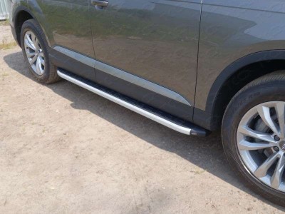 Пороги алюминиевые ТСС с накладкой для Audi Q7 № AUDIQ715-01AL