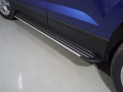 Пороги алюминиевые Slim Line Silver для Skoda Karoq № SKOKAR20-28S