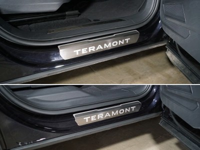 Накладки на пороги лист шлифованный надпись Teramont 4 шт для Volkswagen Teramont № VWTER18-07