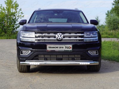 Защита передняя овальная с ДХО 75х42 мм для Volkswagen Teramont № VWTER18-26