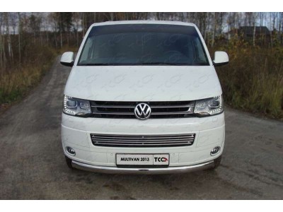 Защита передняя овальная 75х42 мм ТСС для Volkswagen Multivan/Caravelle 2009-2015