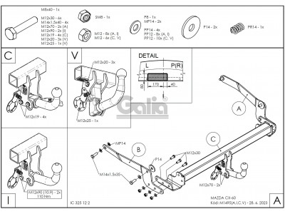 Фаркоп оцинкованный для Mazda CX-60 2022-н.в. быстросъемное крепление шара №M149C