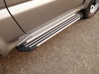 Пороги алюминиевые Slim Line Silver для Suzuki Jimny № SUZJIM16-26S