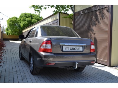 Фаркоп для Lada Priora седан/хетчбек 2007-2018 без снятия и подрезки бампера. Тип шара: A. Нагрузки: 900/75 кг, масса фаркопа 11,3 кг (без электрики в комплекте)
