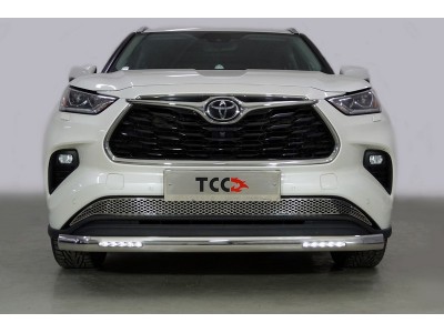 Защита передняя овальная с ДХО 75х42 мм для Toyota Highlander № TOYHIGHL20-26