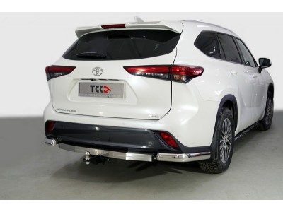 Защита заднего бампера овальные уголки 75х42 мм для Toyota Highlander № TOYHIGHL20-31