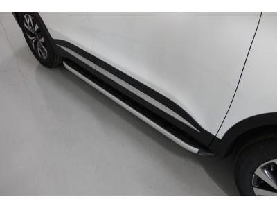 Пороги алюминиевые с пластиковой накладкой для Chery Tiggo 7 Pro № CHERTIG7P20-31AL