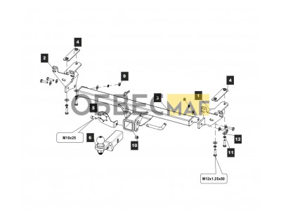 Фаркоп для Chery Tiggo 8 Pro Max 2022-н.в., Tiggo 8 Pro 2021-2024, Tiggo 8 2021-2024, Xcite X-Cross 8 2024-н.в., Tenet T8 2025-н.в. без выреза бампера. Тип шара: EA (E с антистуком). Нагрузки: 1500/75 кг. (без электрики в комплекте) №289239