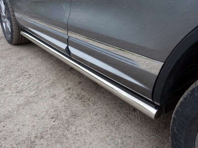 Пороги труба 76 мм для Volkswagen Touareg R-Line № VWTOUARRL14-06