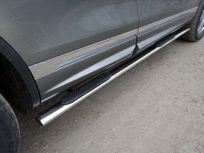 Пороги труба овальная с накладками 75х42 мм для Volkswagen Touareg R-Line № VWTOUARRL14-04