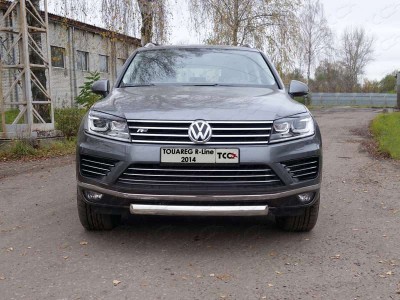 Защита передняя овальная 75х42 мм для Volkswagen Touareg R-Line № VWTOUARRL14-13