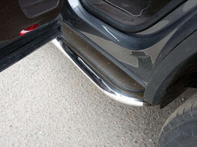 Пороги овал с площадкой нержавеющий лист 75х42 мм для Volkswagen Touareg R-Line № VWTOUARRL14-28