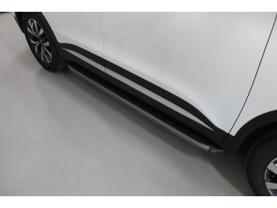 Пороги алюминиевые с пластиковой накладкой карбон серые для Chery Tiggo 7 Pro № CHERTIG7P20-31GR