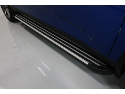 Пороги алюминиевые Slim Line Silver для Kia Soul № KIASOUL19-15S